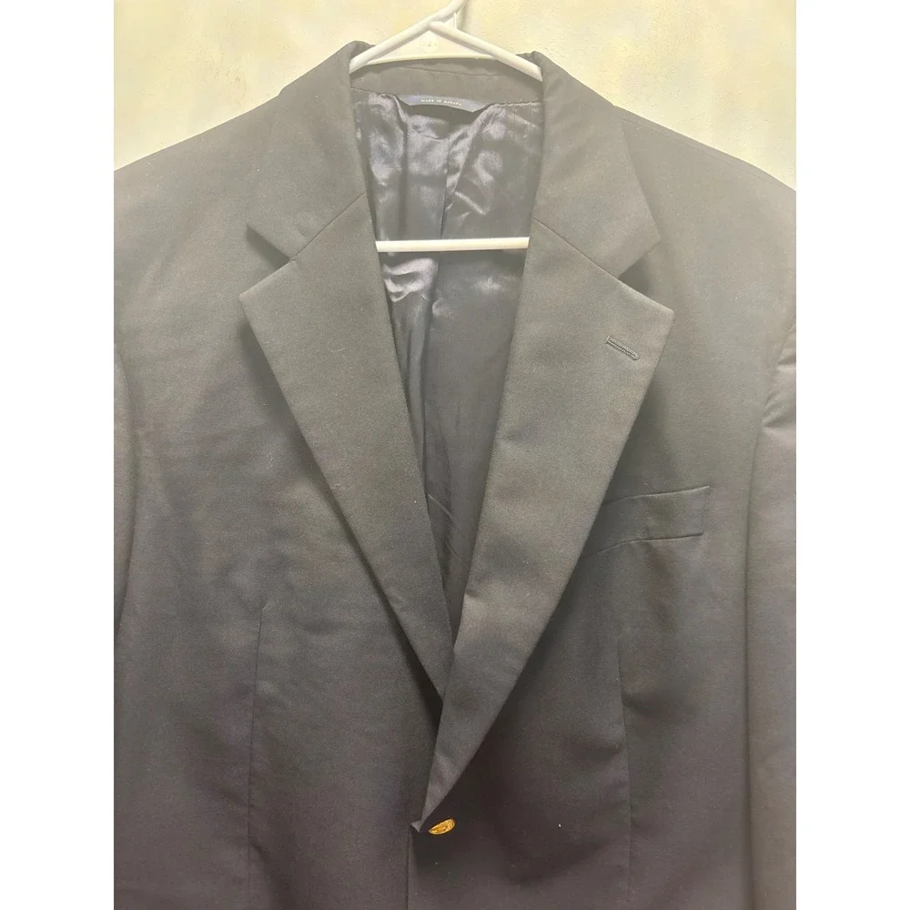 Brooks Brothers Blazer Mens Navy Blue  Loro Piana Wool Gold Buttons 43 L
